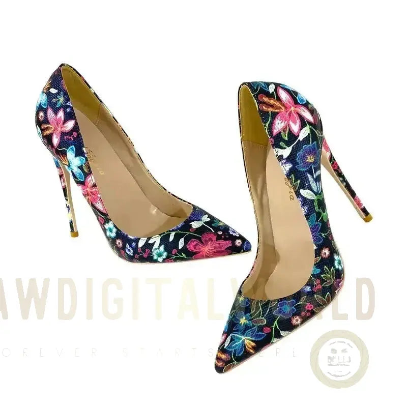 Embroidered Graffiti Stiletto High Heels Shoes Fashionfitz