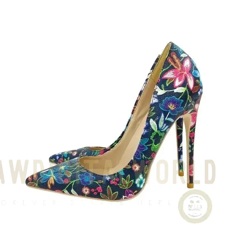 Embroidered Graffiti Stiletto High Heels Shoes Fashionfitz