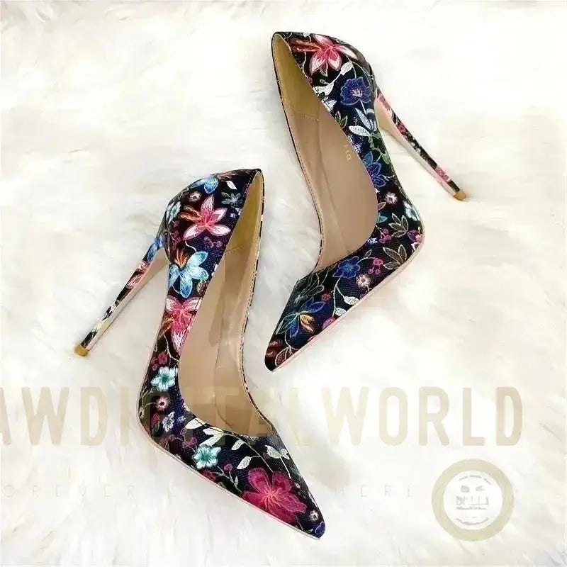 Embroidered Graffiti Stiletto High Heels Shoes Fashionfitz