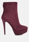 Espiree Microfiber High Heeled Ankle Boots London Rag