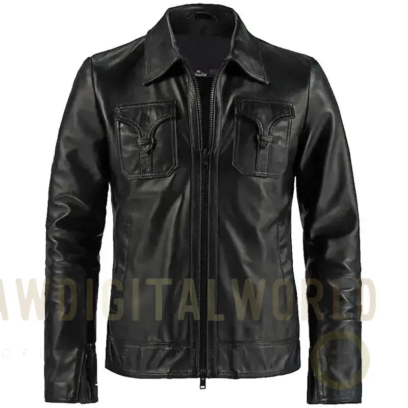Men’s Drifter Black Leather Fashion Jacket Riders Republic UK