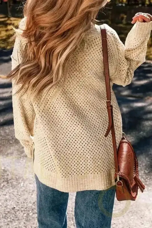 Eyelet Elegance Drop Sweater Fashionfitz