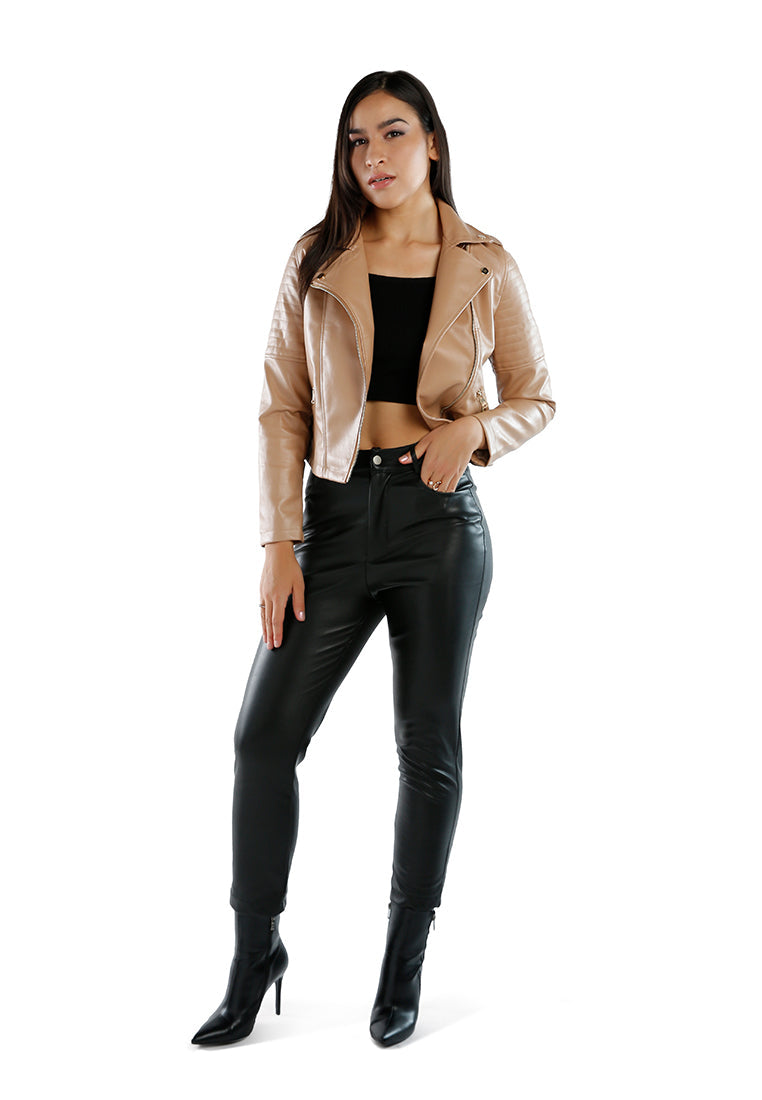 Faux Leather Biker Jacket Ruby Smudge