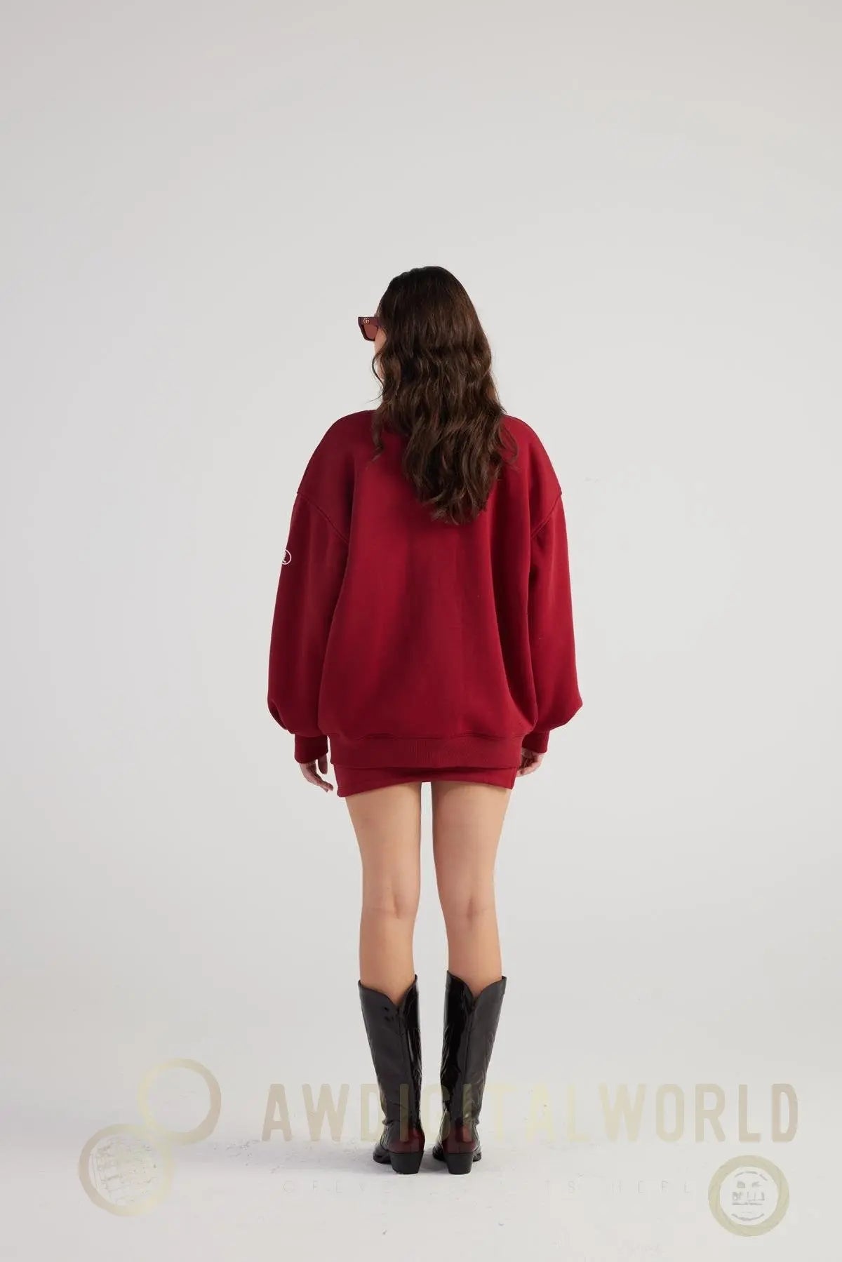 Alexa Burgundy Oversize Bomber Jacket with Removable Rose Accessory Buy Me Fur Ltd