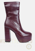 Feral High Heeled Croc Pattern Ankle Boot London Rag