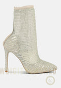 Fortunate Rhinestones Embellished Mesh Boots-5