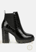 Foxy Faux Leather Croc Chelsea Boots London Rag