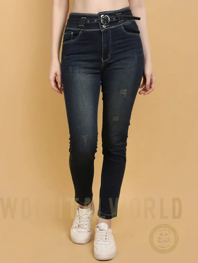 Women High Rise Denim Jeans(Size28)(Colornavy blue) Ochre Ourea