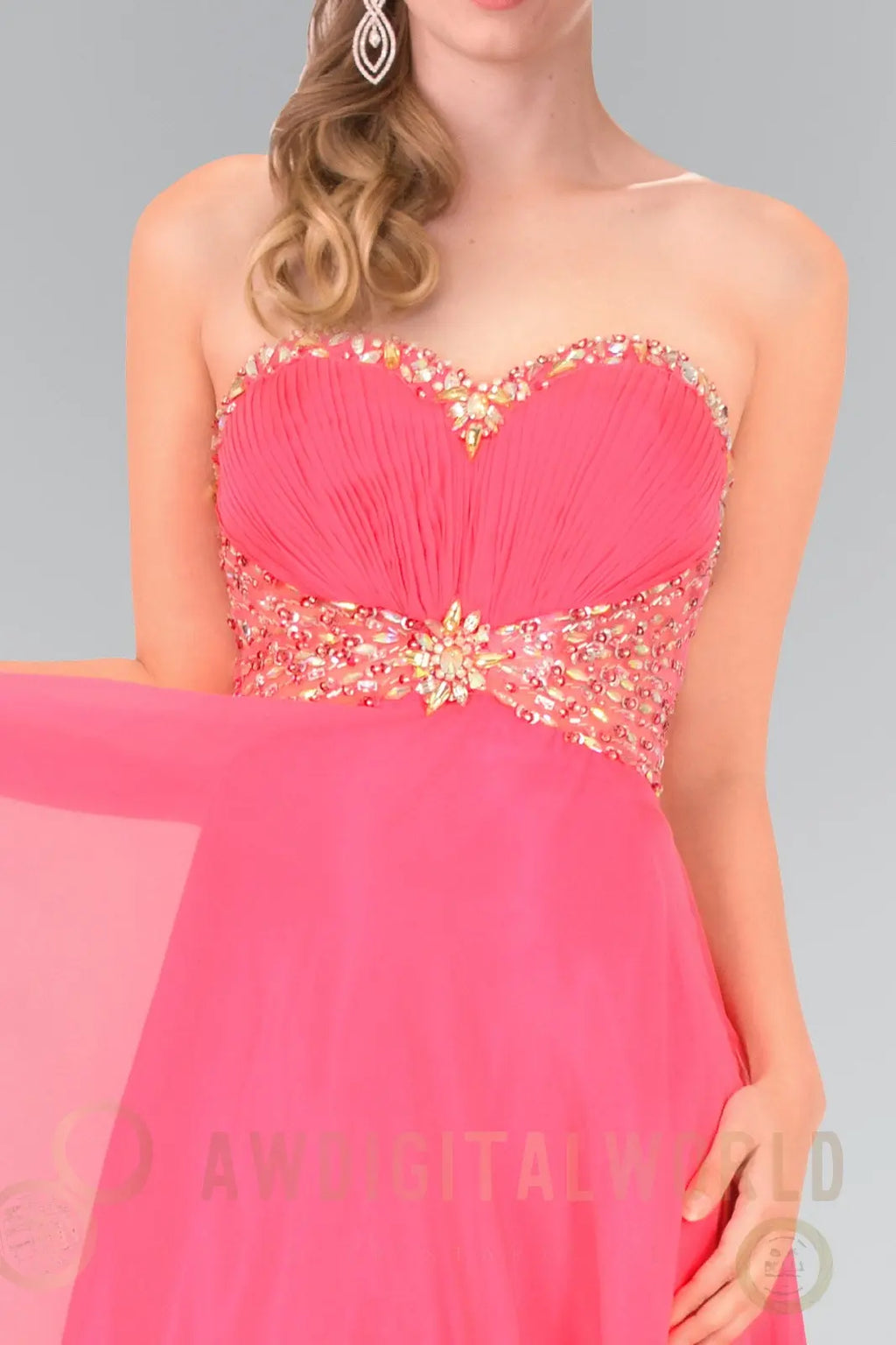 Sweetheart Chiffon Long Dress with Beaded Bodice-1