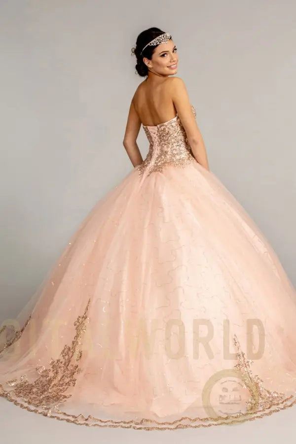 Sequin and Glitter Embellished Sweetheart Quinceanera Dress-1