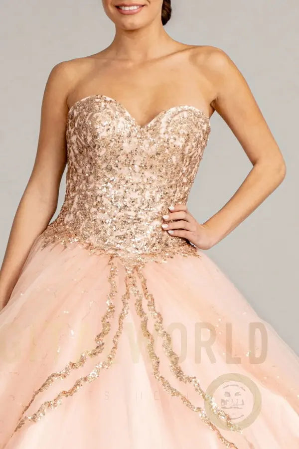 Sequin and Glitter Embellished Sweetheart Quinceanera Dress-2