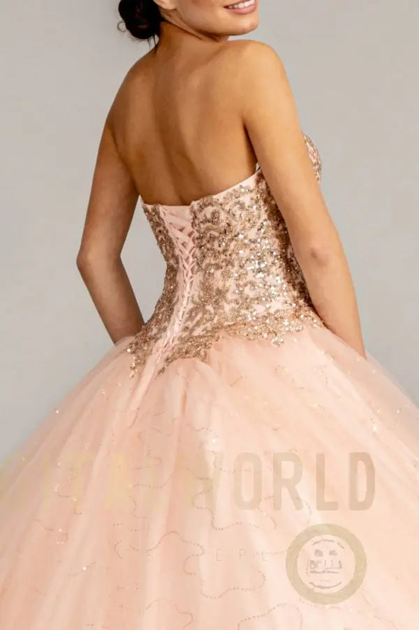 Sequin and Glitter Embellished Sweetheart Quinceanera Dress-3