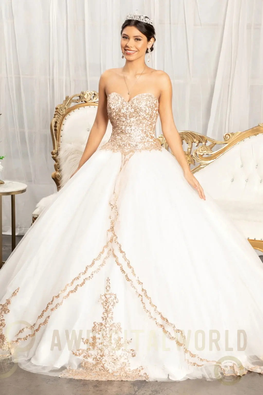 Sequin and Glitter Embellished Sweetheart Quinceanera Dress-0
