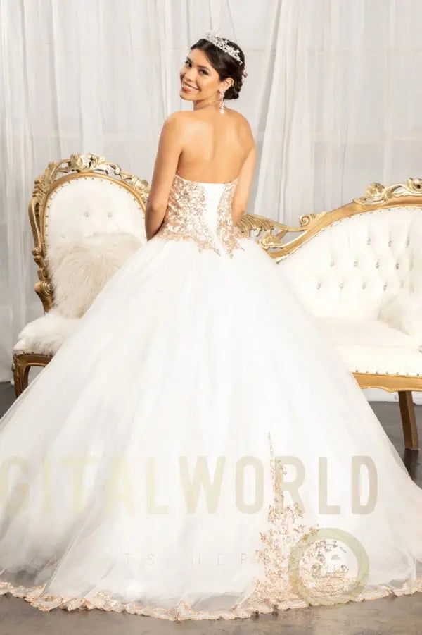 Sequin and Glitter Embellished Sweetheart Quinceanera Dress-4