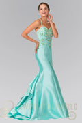 Ruffle-Back Sweetheart Mikado Dress Accented with Beading Details-0