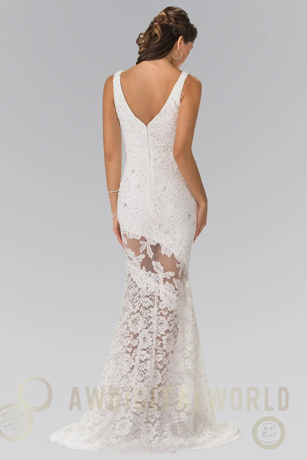 Illusion Cut-Out Lace Long Dress-1