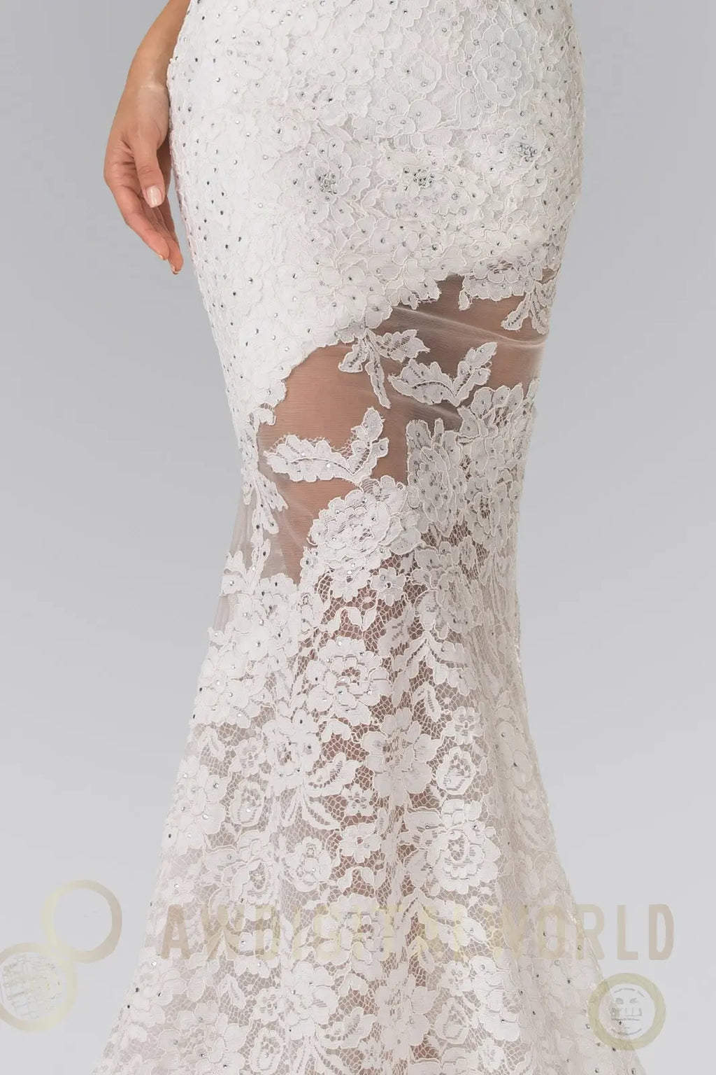 Illusion Cut-Out Lace Long Dress-2