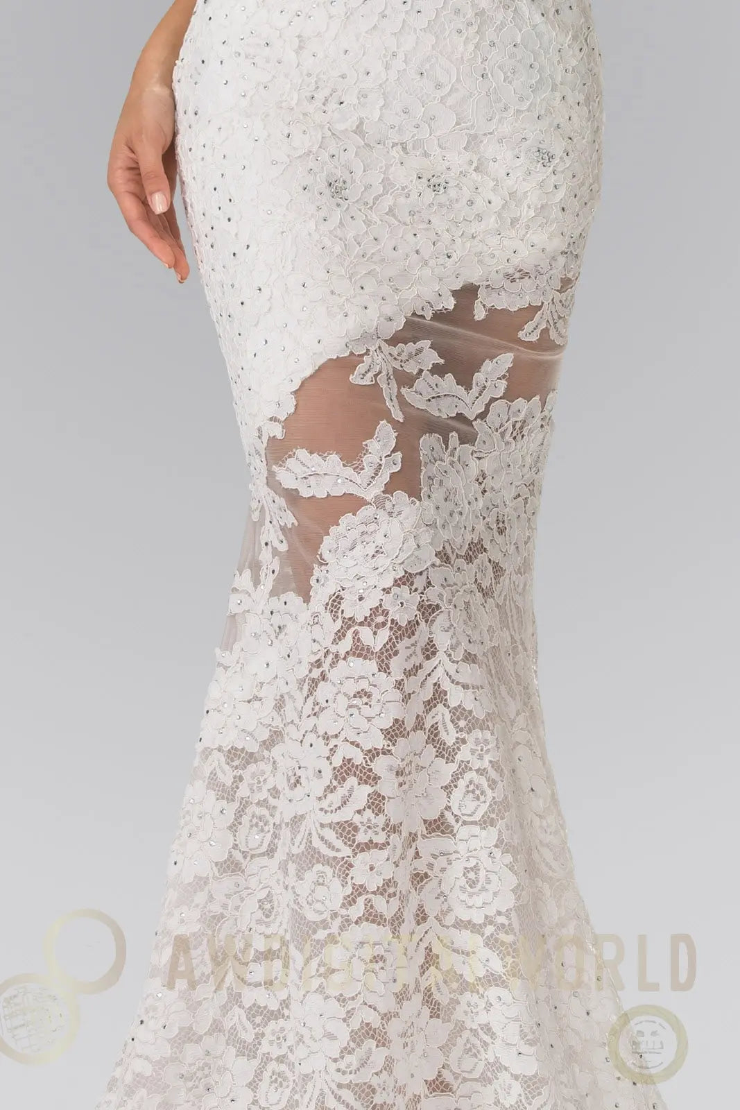 Illusion Cut-Out Lace Long Dress-2