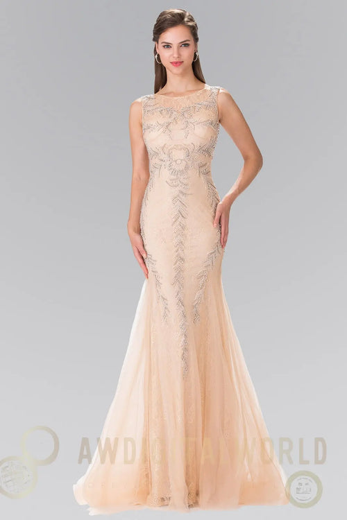 Beaded Lace Mermaid Skirt Dress-1