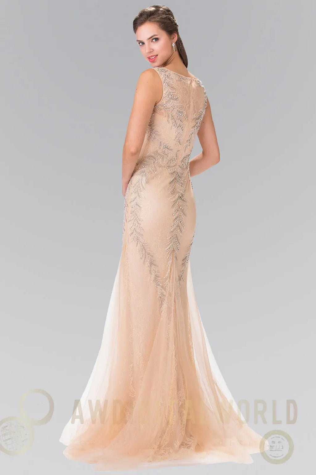 Beaded Lace Mermaid Skirt Dress-2