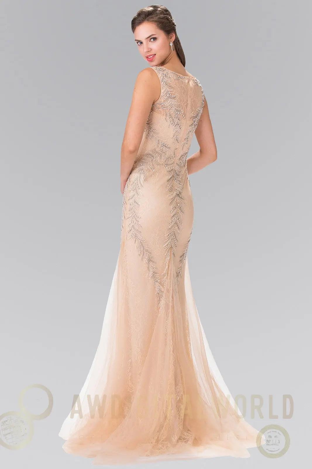 Beaded Lace Mermaid Skirt Dress-2