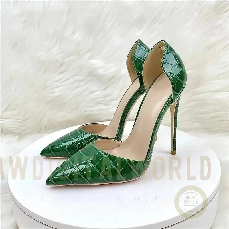 Green Crocodile Pattern High Heels Stiletto Shoes Fashionfitz
