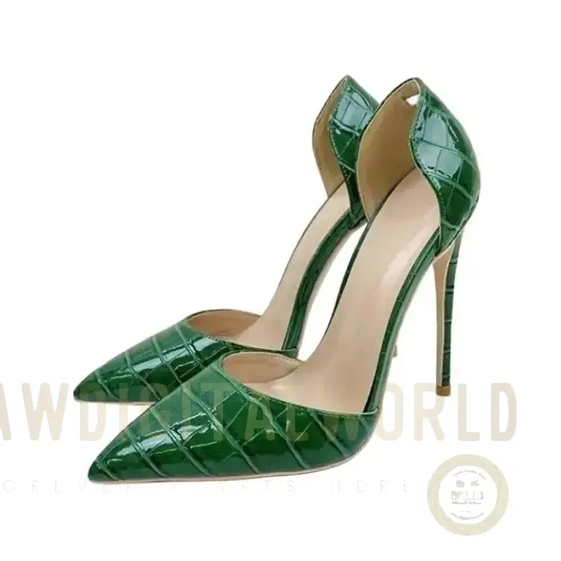 Green Crocodile Pattern High Heels Stiletto Shoes Fashionfitz