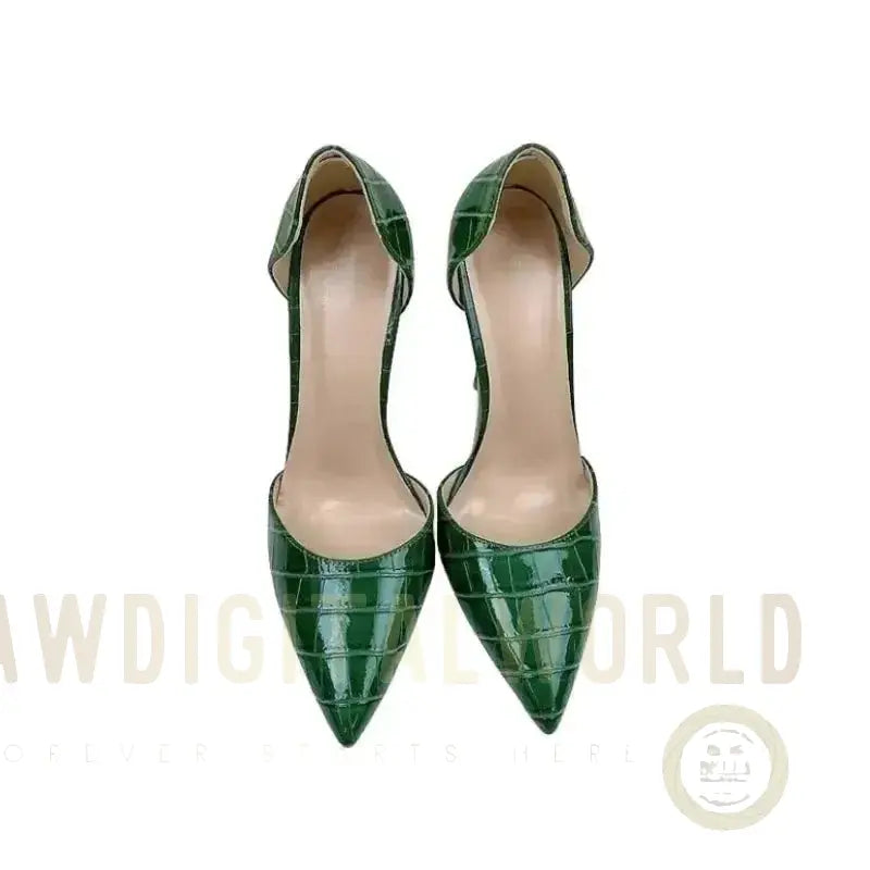 Green Crocodile Pattern High Heels Stiletto Shoes Fashionfitz