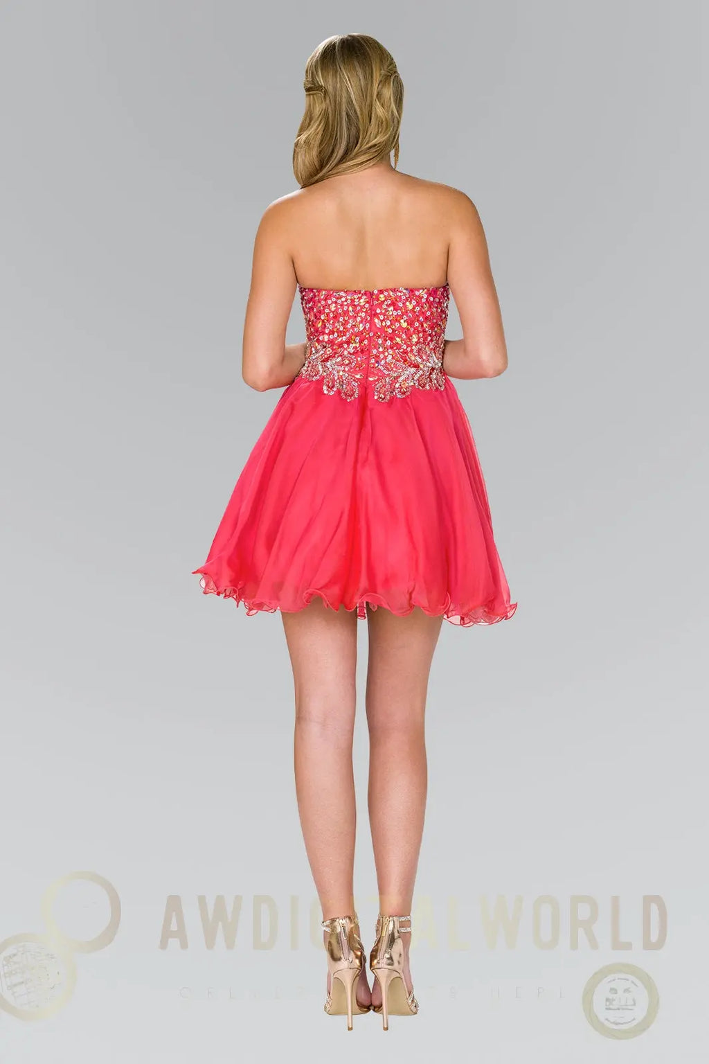 Strapless Sweetheart Short Dress with Jewel and Sequin Embellished Bodice-1