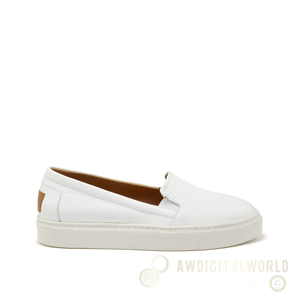 Women's Slip-On Sneakers, white leather Hugs & Co.