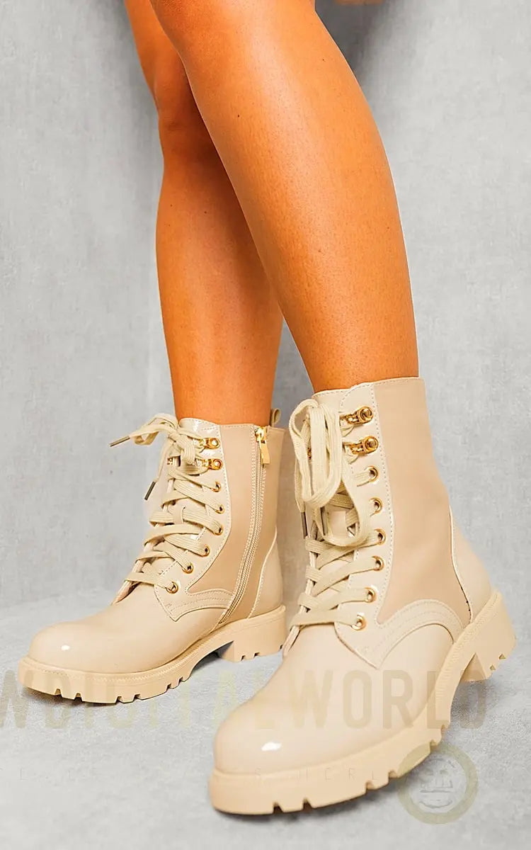 Platform Lace Up Chunky Boots Moda