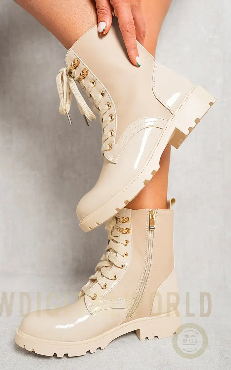 Platform Lace Up Chunky Boots Moda