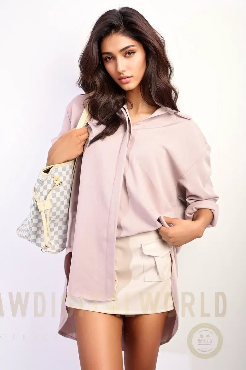 Button Up Oversized Long Back Shirt Dress Moda