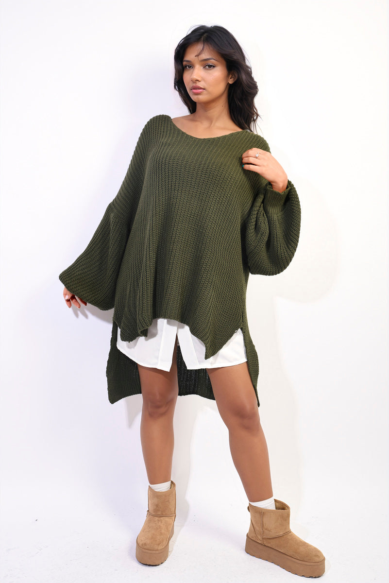 Oversized Long Back Knitted Mini Dress Moda