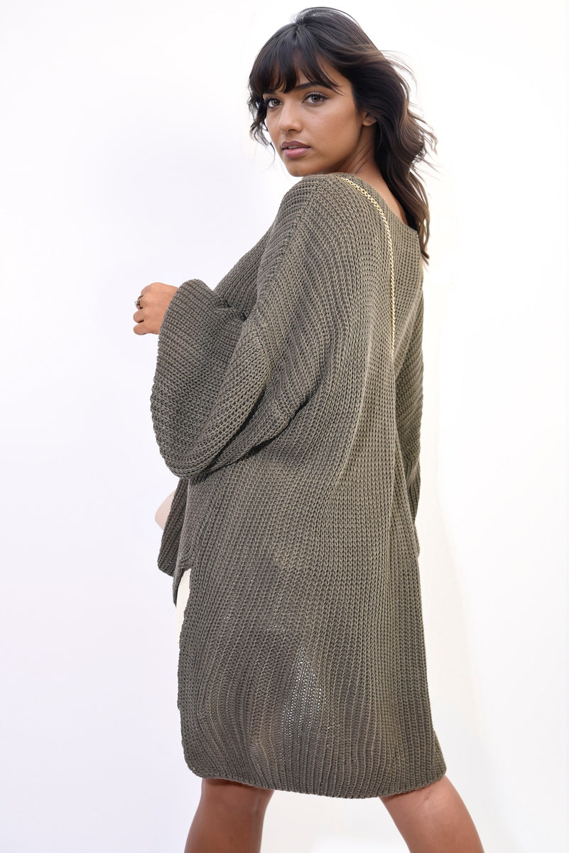 Oversized Long Back Knitted Mini Dress Moda