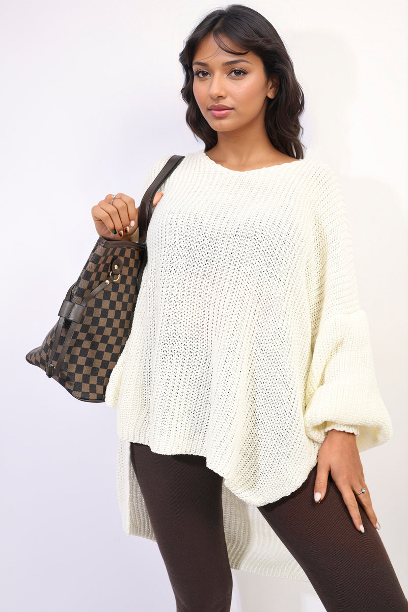 Oversized Long Back Knitted Mini Dress Moda