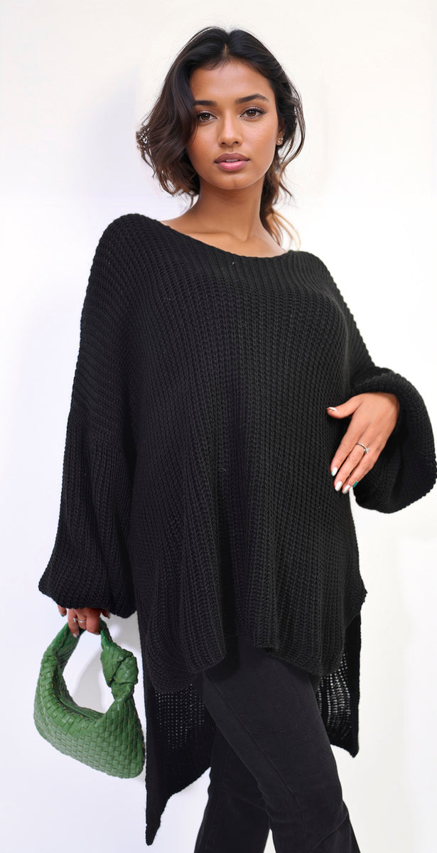 Oversized Long Back Knitted Mini Dress Moda