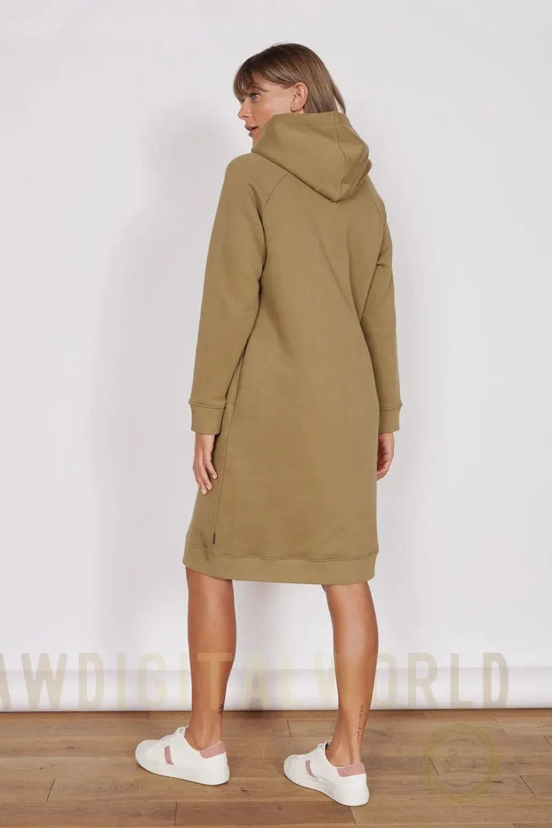 Adrienne Khaki Longline Sweater Dress Jeetly.com