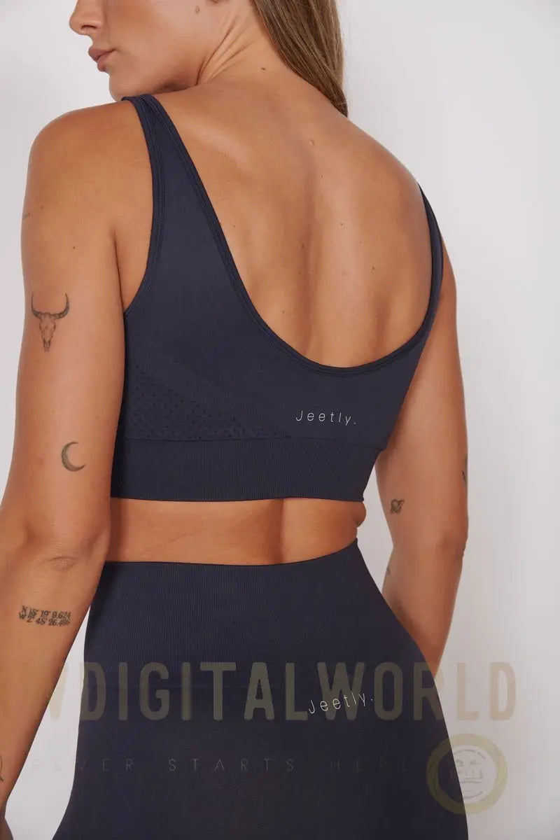 Alice Petite Navy Seam Free Sports Bra Jeetly.com