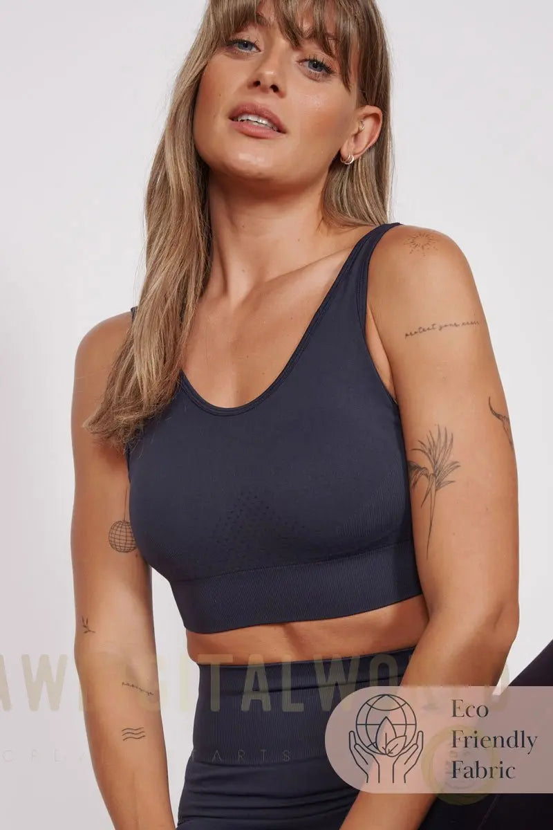 Alice Petite Navy Seam Free Sports Bra Jeetly.com