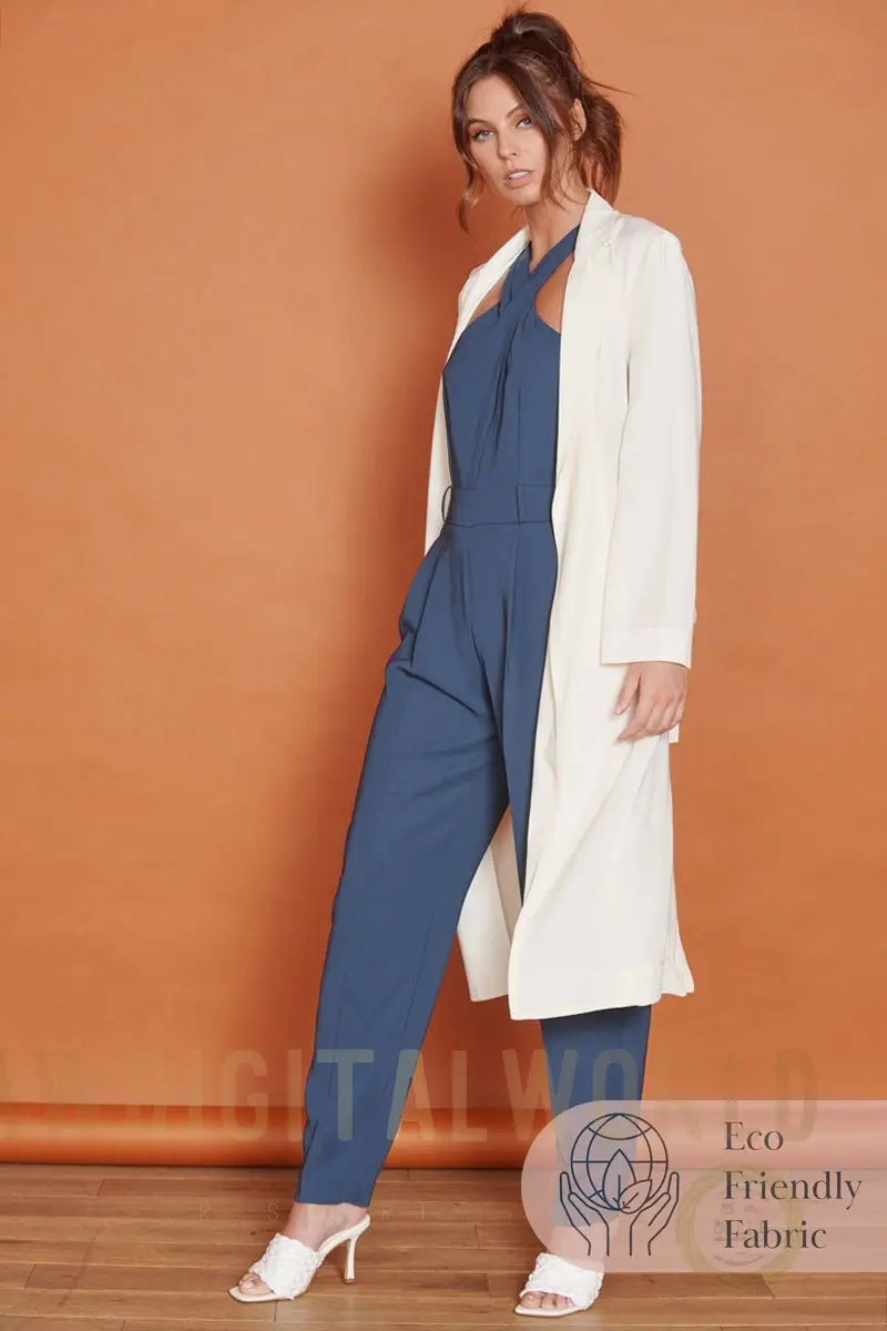 Dali Cream Longline Lightweight Coat Jeetly.com