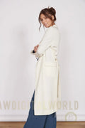 Dali Cream Longline Lightweight Coat Jeetly.com