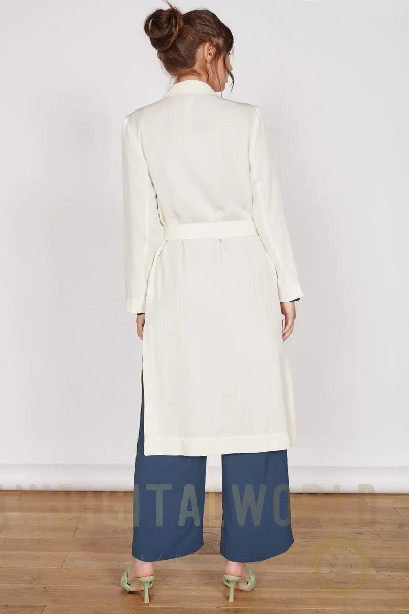 Dali Cream Longline Lightweight Coat Jeetly.com