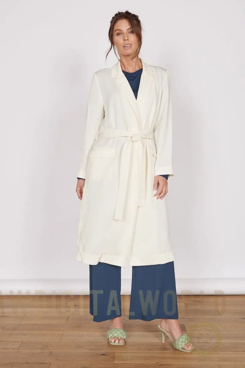 Dali Cream Longline Lightweight Coat Jeetly.com