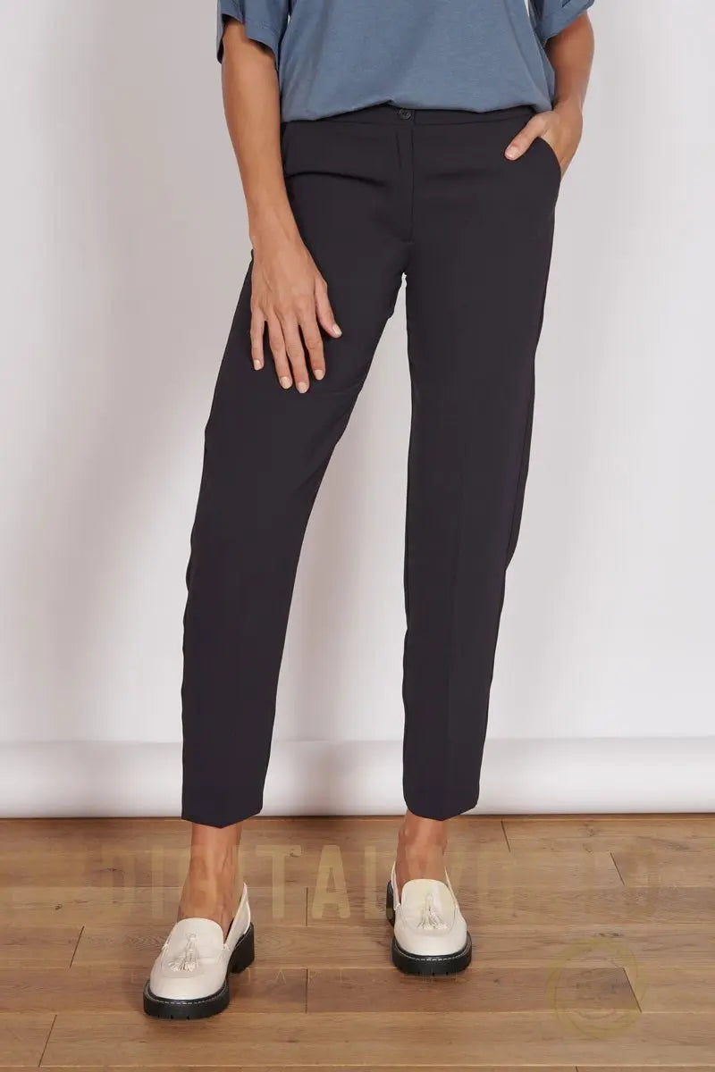 Fran Black Tapered Leg Tailored Trousers Jeetly.com