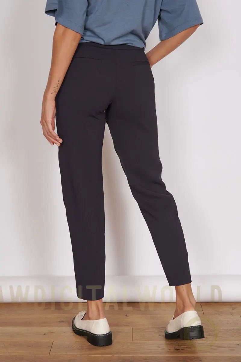 Fran Black Tapered Leg Tailored Trousers Jeetly.com