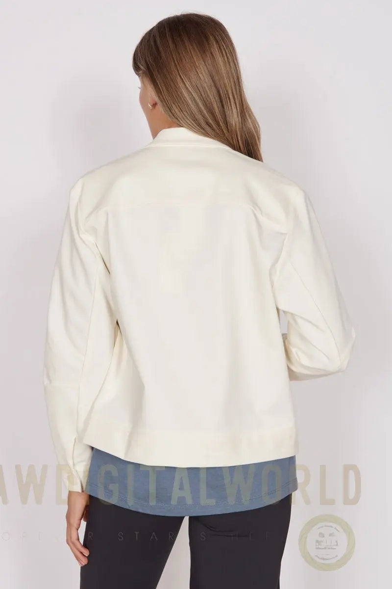 Gaia Cream Oversized Button Up Cropped Jacket Jeetly.com