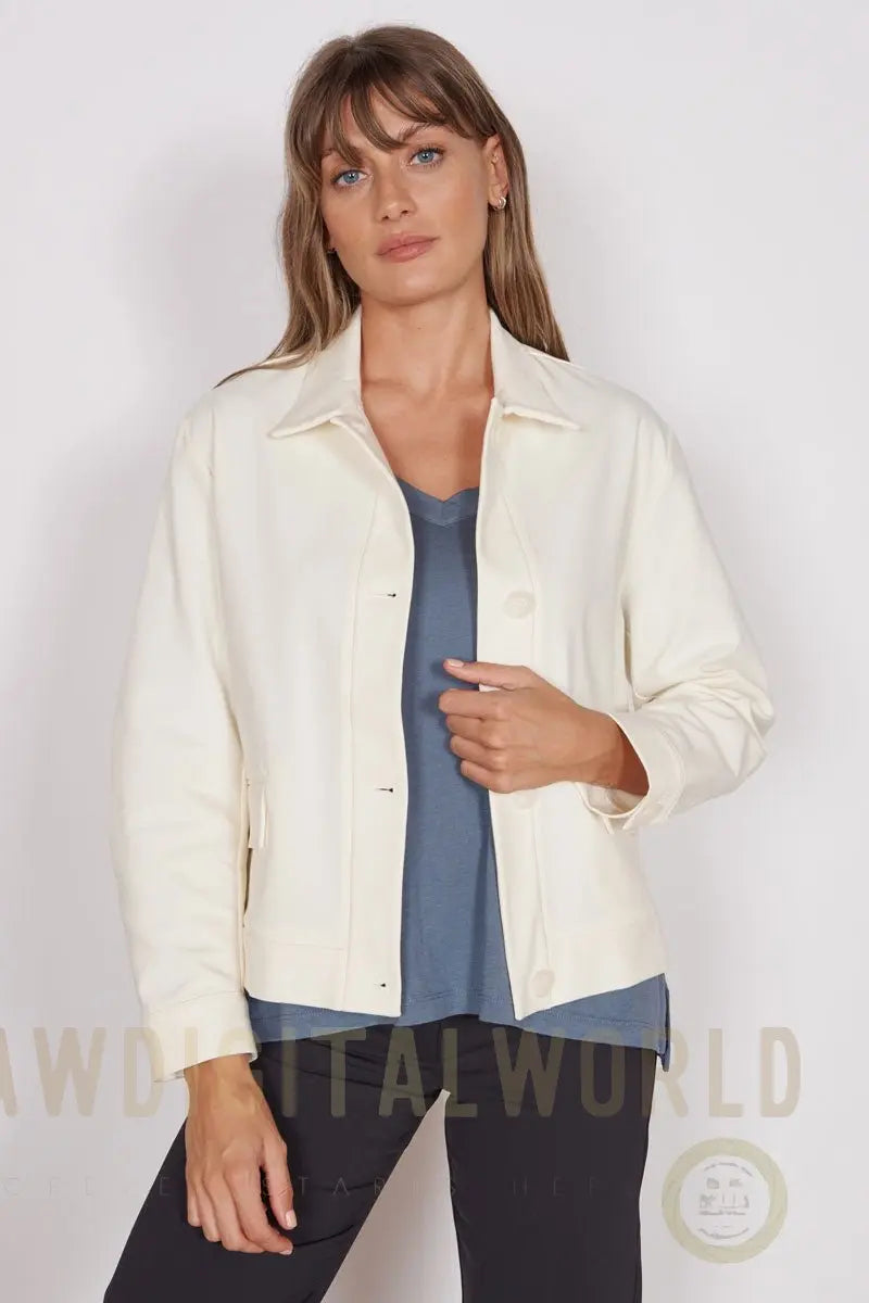 Gaia Cream Oversized Button Up Cropped Jacket Jeetly.com