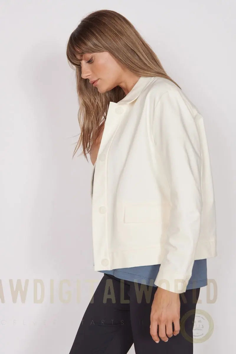 Gaia Cream Oversized Button Up Cropped Jacket Jeetly.com