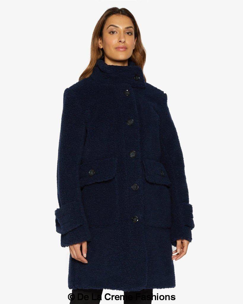 Julie High Neck Borg Teddy Coat Rose Eleusis